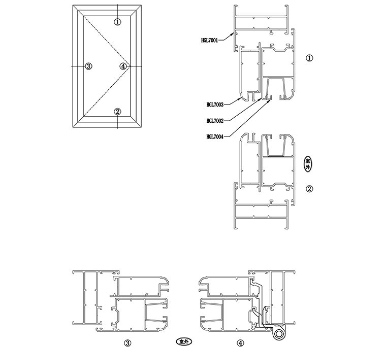 70系列平開窗節(jié)點(diǎn)圖